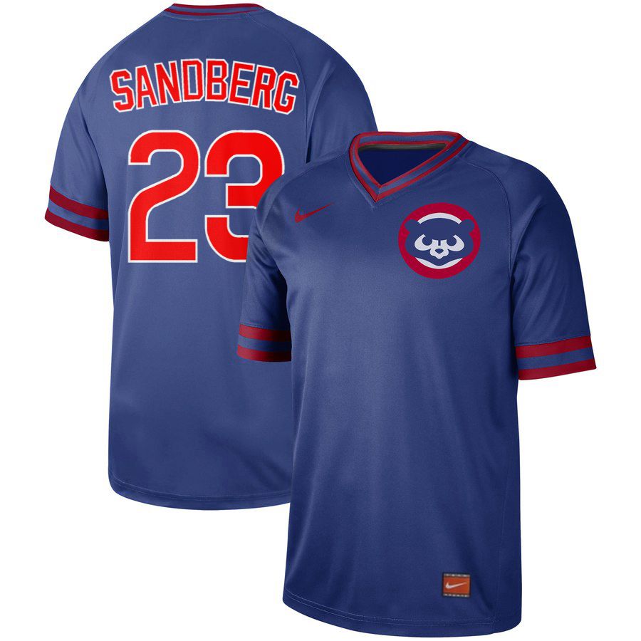 Men Chicago Cubs #23 Sandberg Blue Nike Cooperstown Collection Legend V-Neck MLB Jersey->los angeles angels->MLB Jersey